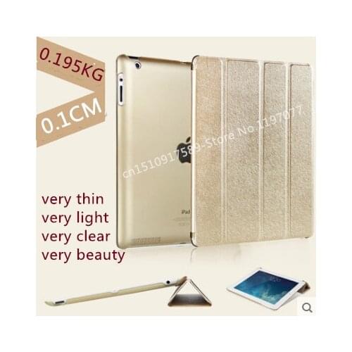Slim thin+High quality+0.195KG light weight+3 folds for apple ipad case for ipad 2 3 4 smart cover case magnetic leather skin