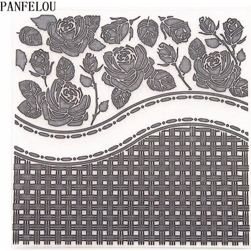 PANFELOU Rose road Embossing folders Plastic For Scrapbooking DIY Template Fondant Cake Photo Album Card Making HOT Desgin