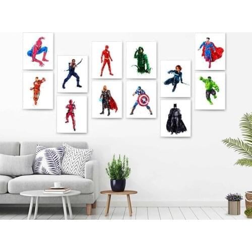 Marvel Superhero Prints Canvas Painting Avengers Spiderman Posters and Prints Wall Art Pictures for Kids Room Home Decor Cuadros