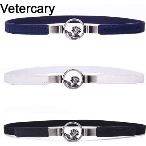 Free Shipping Fashion Womens Belt Elastic Waistband rose flower black Circle Buckle Small Belts Red Thin Cummerbund Woman gifts