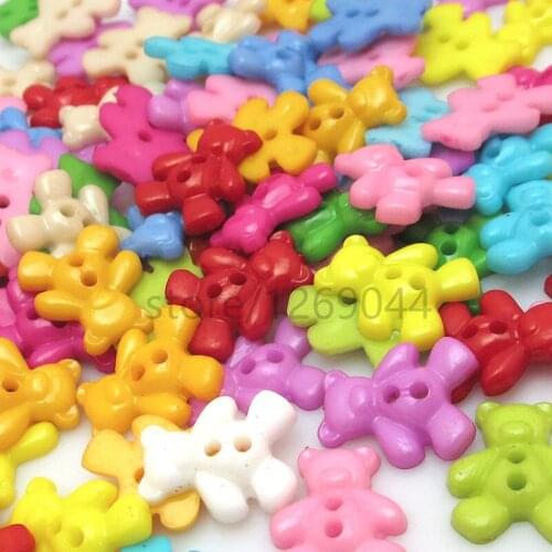 50PCS 16*20MM Colors Dyed Plastic bear buttons coat boots sewing clothes