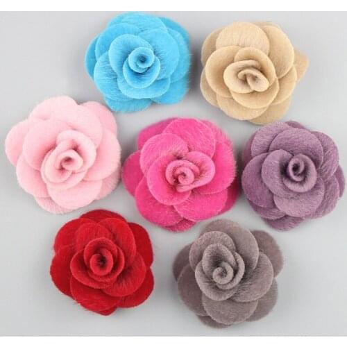 60 pcs/lot , 2.1" Rosette Rose Flower Boutique Decoration For Women Dress Accessories
