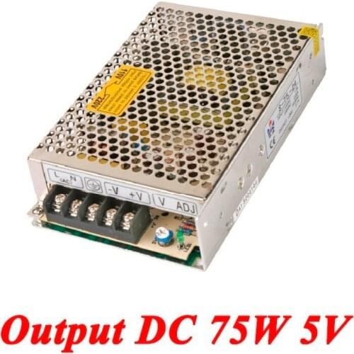S-75-5 75W 5v 15A Single Output Mini dc switching power supply for Led Strip,AC110V/220V Transformer to DC 5V,led driver SMPS