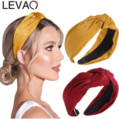 LEVAO Wide Female Knotted Hair Bands For Women Girls Headdress Solid Cloth Headband Bezel Girls Hairband Hair Hoop Accessories
