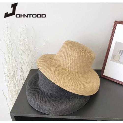 New Product Fashion Sun Hat Ladies Summer Bow Straw Hat Ladies Beach Headwear Chapeau Femme Hepburn Hat Black hat lady cap