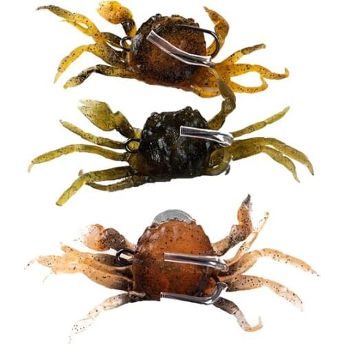 1 pc Silicone Road Bait 3d Simulation Crab With Hook Sea Fishing Tackle