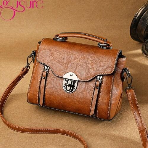 Gusure New Trend Female Bags PU Leather Crossbody Bag For Women Retro Small Shoulder Bags Tote Female Handbags Messenger Bags