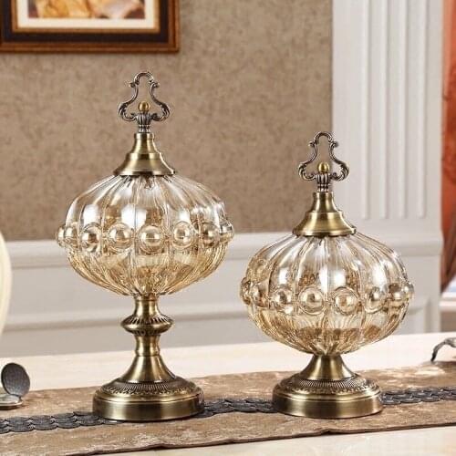 Wedding decoration Luxury soft ornaments storage tank kitchen European style living room tea table with candy jar cover