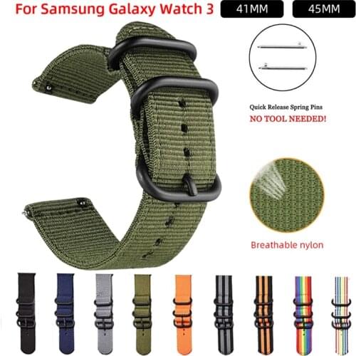 Woven Breathable Nylon Strap for Samsung Galaxy Watch 3 Band for Amazfit 18mm 24mm 22mm 20mm Fabric Classic Watch Band
