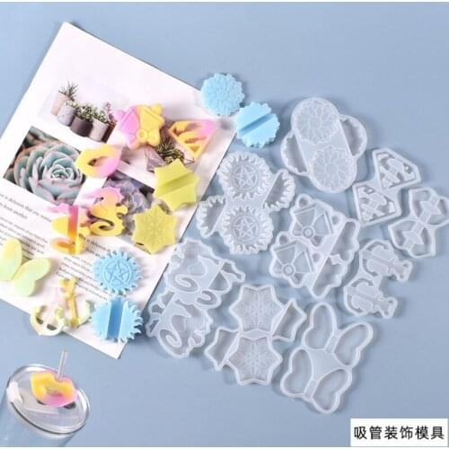 Flower/Butterfly/Lip Straw Topper Silicone Moulds DIY Epoxy Molds Cake Decorating Tools epoxy for jewelry