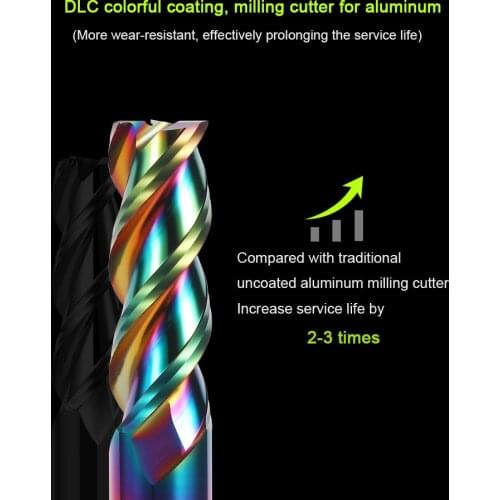 Lengthen Colorful End Mill Aluminium HRC55 Milling Cutter Acrylic Wood Copper Plastic Cutting CNC Maching Milling Tools Endmills