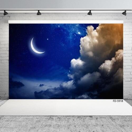 Starry Night Moon Dark Clouds Photo Background Vinyl Cloth Backdrops for Portrait Children Baby Photoshoot Photography Props