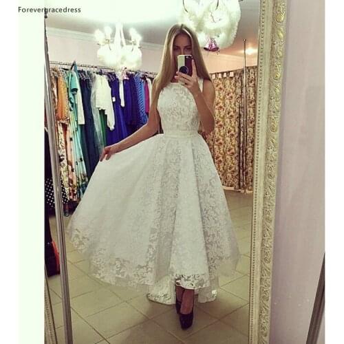 Vintage Lace Evening Dress High Quality White Black High Low Party Gown