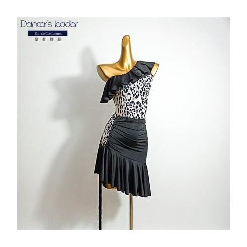 2020 new latin dance skirt female adult new skirt leopard print fringed skirt national standard dance practice skirt