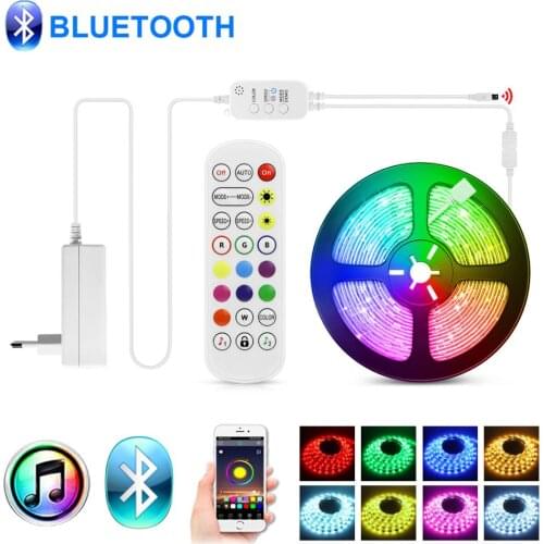 1 Roll 5M 10M 15M Bluetooth LED Strip Set 5050 RGB Lamp Smart LED Strips Backlight LED Light Home Lights Fita Control Adapter