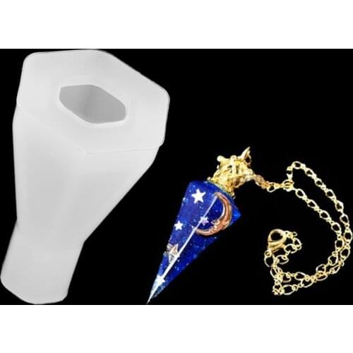 1Pcs Six-rhomboid Cone Pendant Silicone Mold Cone Shape Epoxy Resin Casting Mold for DIY Resin Crafts Jewelry Display