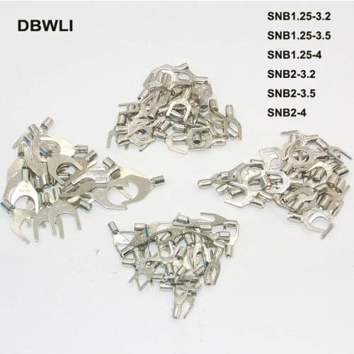 100pcs 22-16 AWG 16-14AWG 14-12AWG 12-10AWG Stud Sz 4-5/16 #4 #6 #8 #10 1/4 5/16 Wire Cable Connector Fork Spade Terminal