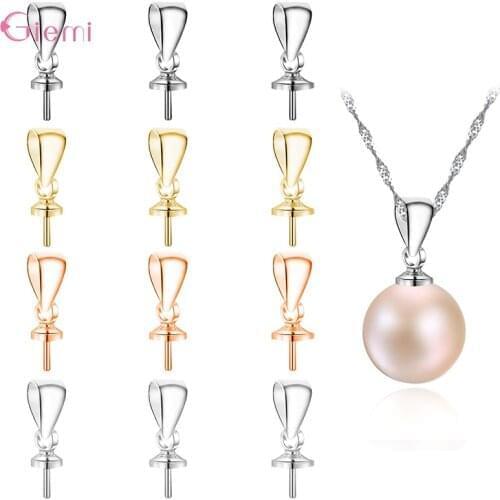 100pcs/Lot Small Clasp Nail Screw Pinch Clip Bail Beaded Pendant DIY Jewelry Accessories 925 Sterling Silver Jewellry Findings