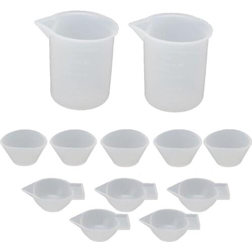 2021 New 12Pcs Silicone Mixing Measuring Cups UV Resin Mold DIY Casting Jewelry Tool Kit