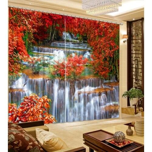 3D curtains Photo Customize size New Custom 3D Beautiful auturn country bedroom curtains 3D Blackout Window Curtains