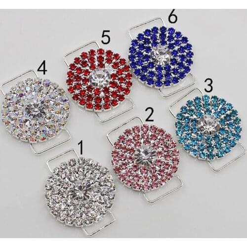 Silver base 5Pc 15*30MM color rhinestone Bikini connectorsl Buckles invitation card Wedding Ribbon Slider DIY Hair Accessories
