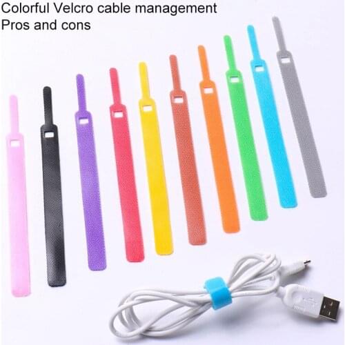 50 PCS Flexible Self Bundling Data Wire Cable Management Winder Hook and Loop Wrap Ties Cinch Straps Organizer Tape N
