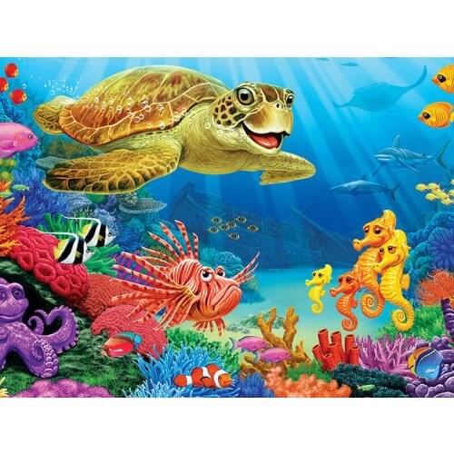 5D Diy Square Diamond Embroidery Mosaic Pattern Swimming Turtle Picture Home Decor Gift Round Diamond Painting Cross Stitch Kits