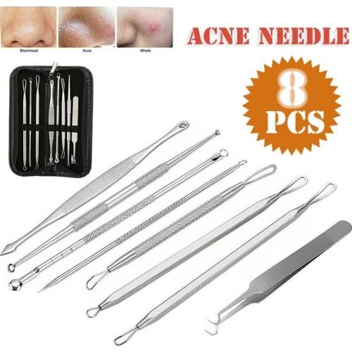 8pcs Blackhead Removal Needles Tool Spoon for Face Skin Care Tool Needles Facial Pore Cleaner Supplies