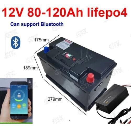 12.8v 100AH 120Ah 80ah lifepo4 battery with bluetooth BMS 12V 100Ah battery for UPS Household appliances Inverter + 10A charger