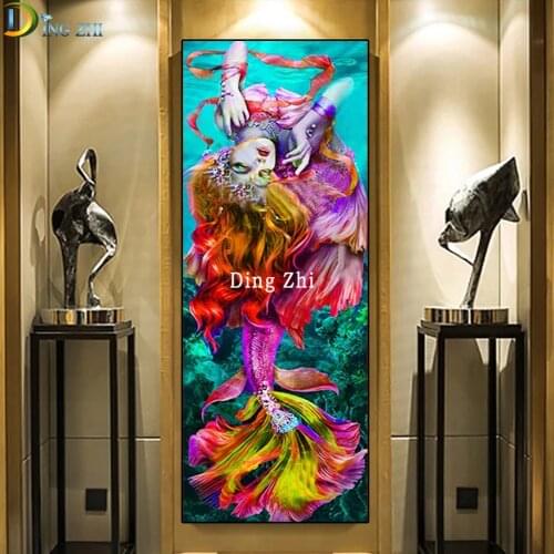 Large Size Diamond Painting Fantasy Color Mermaid Cross Stitch Diamond Embroidery 5D Decor Square Round Drill Mosaic Crafts Gift