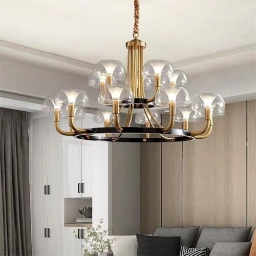American Creative chandelier lighting Copper Glass Luxury dining living room hanging lamp Post-modern bedroom villa home fixture