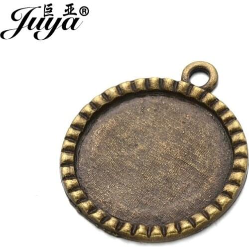 JUYA Free Shipping 4pcs/lot Fit 25mm Glass Pendant Cabochon Blank Bezel for Necklace Pendant Making DIY Jewelry Findings AD0020
