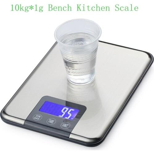 10kg 1g Slim Stainless Steel Digital Scale 10KG Electronic Diet Food Kitchen Scales Touch Grams Weight Balance Blue Backlight