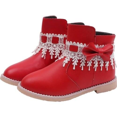 Skoex Kids Martin Boots New Plush Girls Princess Boots Waterproof Side Zip Short Ankle Snow Shoe Childrens Fashion Sneakers