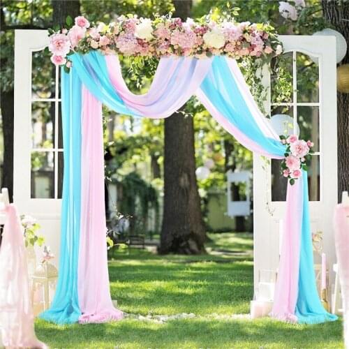 2 Panels Wedding Arch Drapes 6 Yards Chiffon Drapery Backdrop Curtains for Parties Ceiling Reception Ceremony Photography Decor