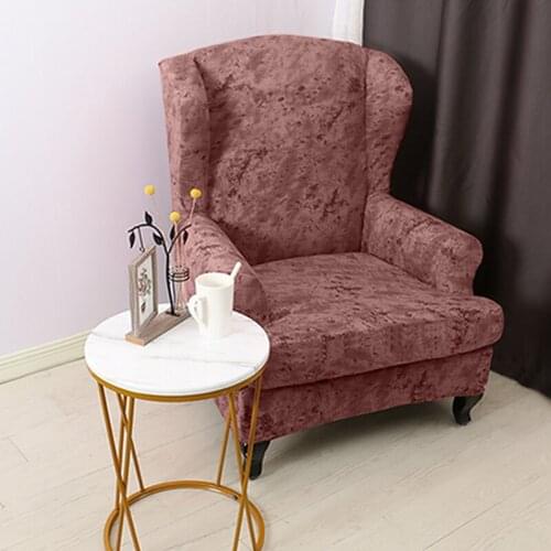 Elastic Wing Chair Cover Stretch Wingback Armchair Covers Polyester Wing Back Chair Slipcover Protector Retro Home Decor