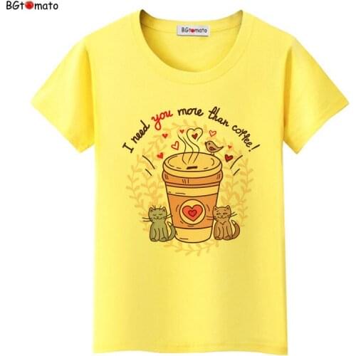 BGtomato coffee tshirt funny haut femme lovely streetwear kawaii graphic t shirts korean style couple clothes summer top