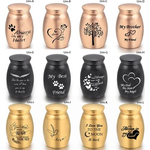 Engraved Beautiful Pattern Jar Shape Cremation Jewelry Ashes Urn Pendant Fixed Mini Keepsake Urn Cremation Jewelry for Ashes