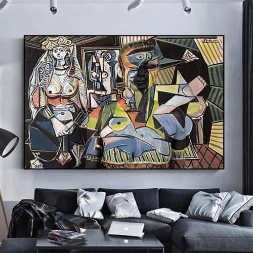 Famous Painting Women Posters of Algiers By Pablo Picasso Oil Painting Canvas Painting Wall Art for Living Room Home Decoracion