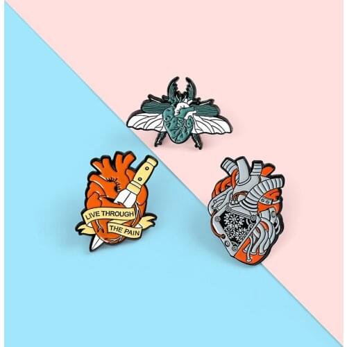 Creative Punk Animal Insect Enamel Brooch Body Organ Heart Dagger Alloy Badge Cartoon Woman Jewelry Fashion Fun Gift For Friends