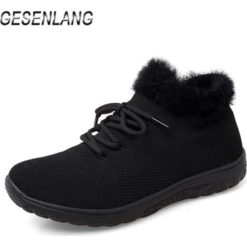 Winter Womens Sneakers Running Shoes with Fur Comfortable Warm Wear Resistant Outdoor Casual Walking Light Sporty Footwear 2020