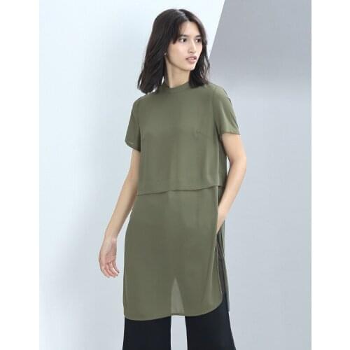 Summer Fashion Women Casual Brief Plus Size 3XS-10XL Short Sleeve Solid Color Sexy High Slit Chiffon Blouse Black/White/Sky Blue