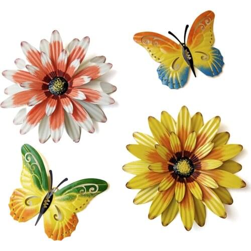 Metal Iron Butterfly Shaped Wall-mounted Decoration Multicolor Wall Hanging Artwork Garden/ Courtyard Ornaments