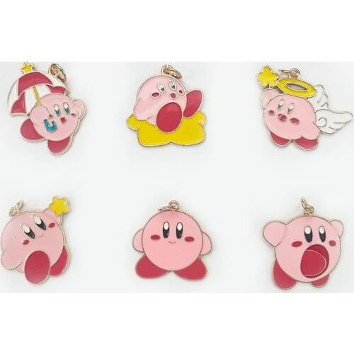 Kawaii Kirby Plush Pink Cartoon Cute Dolls Bracelet Necklace Alloy Epoxy Accessories Anime Plush Toys For Girls Birthday Gift