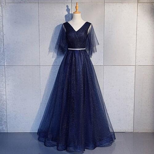 Fashion Elegant navy blue Bridesmaid Dress bandage long Tulle Lace Bridesmaid Dresses Wedding Party Prom qipao
