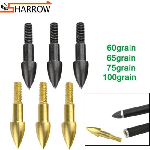 12pcs 60/65/75/100grain Target Arrowheads Archery Training Arrow Point Tips for Bow Shooting Hunting Practice Steel Arrow Heads