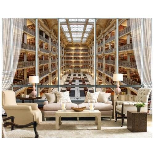 3D wallpaper custom 3d wall mural wallpaper fashion TV setting wall of Europe type 3 d library wall papers for living room decor