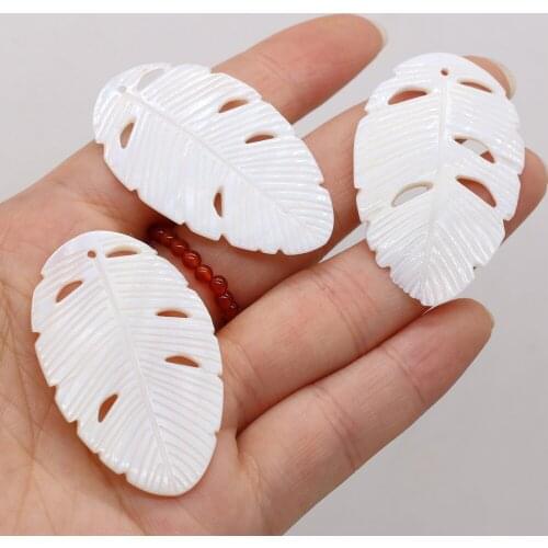 Natural Shell Leaf Shape Pendant Beads with Holes DIY Cute Bracelet Necklace Earrings Hair Bun Party Jewelry Accessories Bead