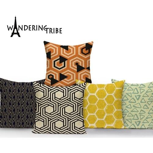 Nordic Geometric Print Cushion Cover Plaid Stripe Lattice Pillowcase Car Sofa Decorative Bed Pillows Cases Cojines Dakimakura