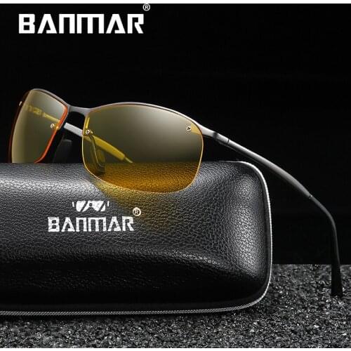 BANMAR Brand Men Night Vision Sunglasses HD Polarized UV400 Mirror Male Sun Glasses Yellow Women For Men Oculos de sol